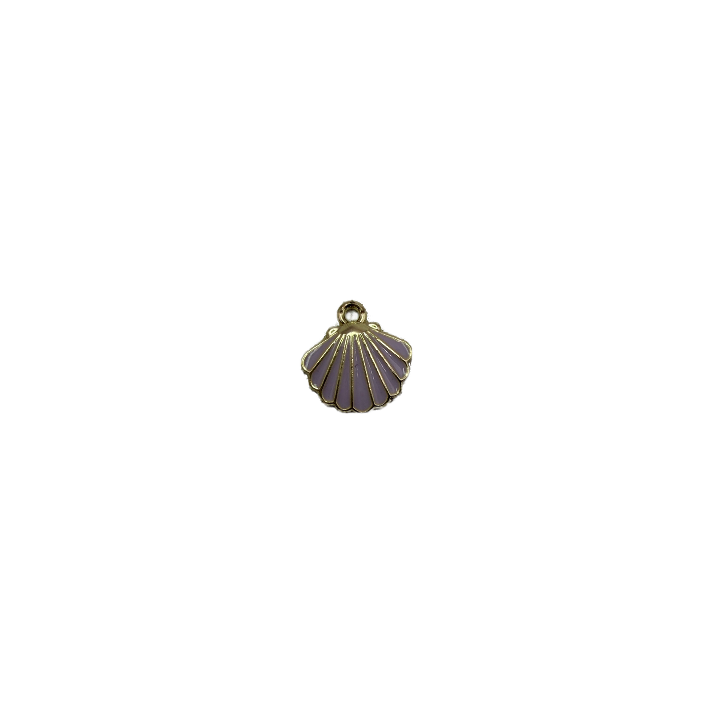 Lavender enamel scallop shell with gold outline