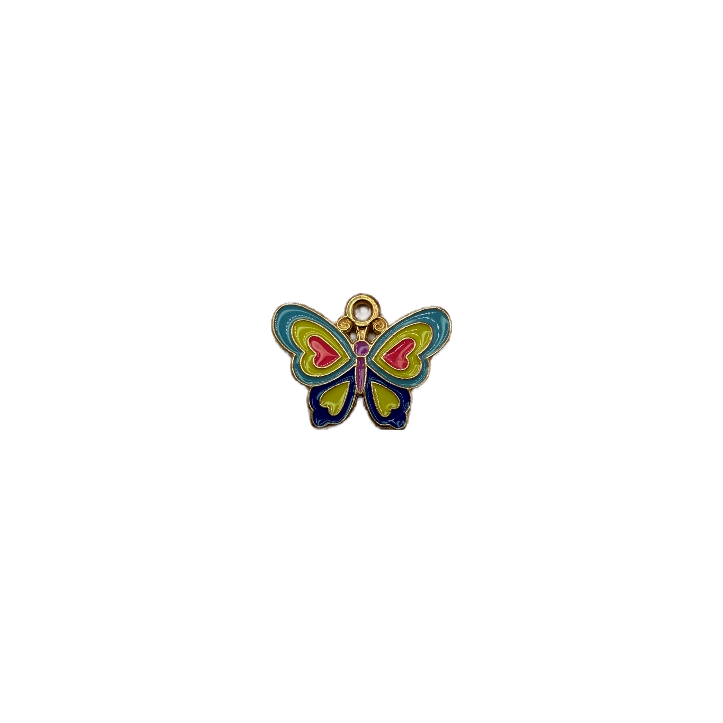 Multicolor enamel butterfly with gold outline