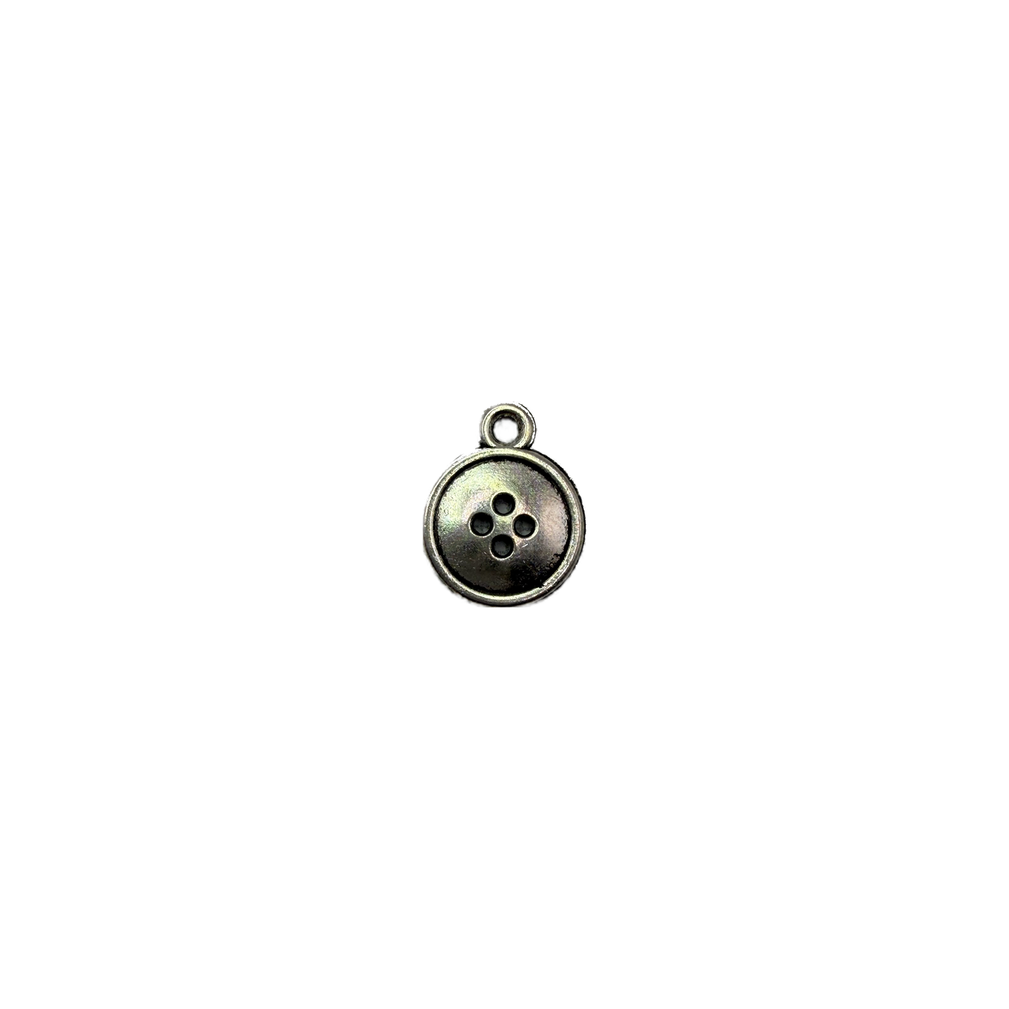Antique silver four-hole button disc