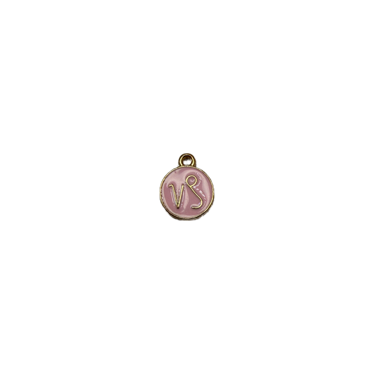 Blush-pink enamel VS letter disc with gold rim
