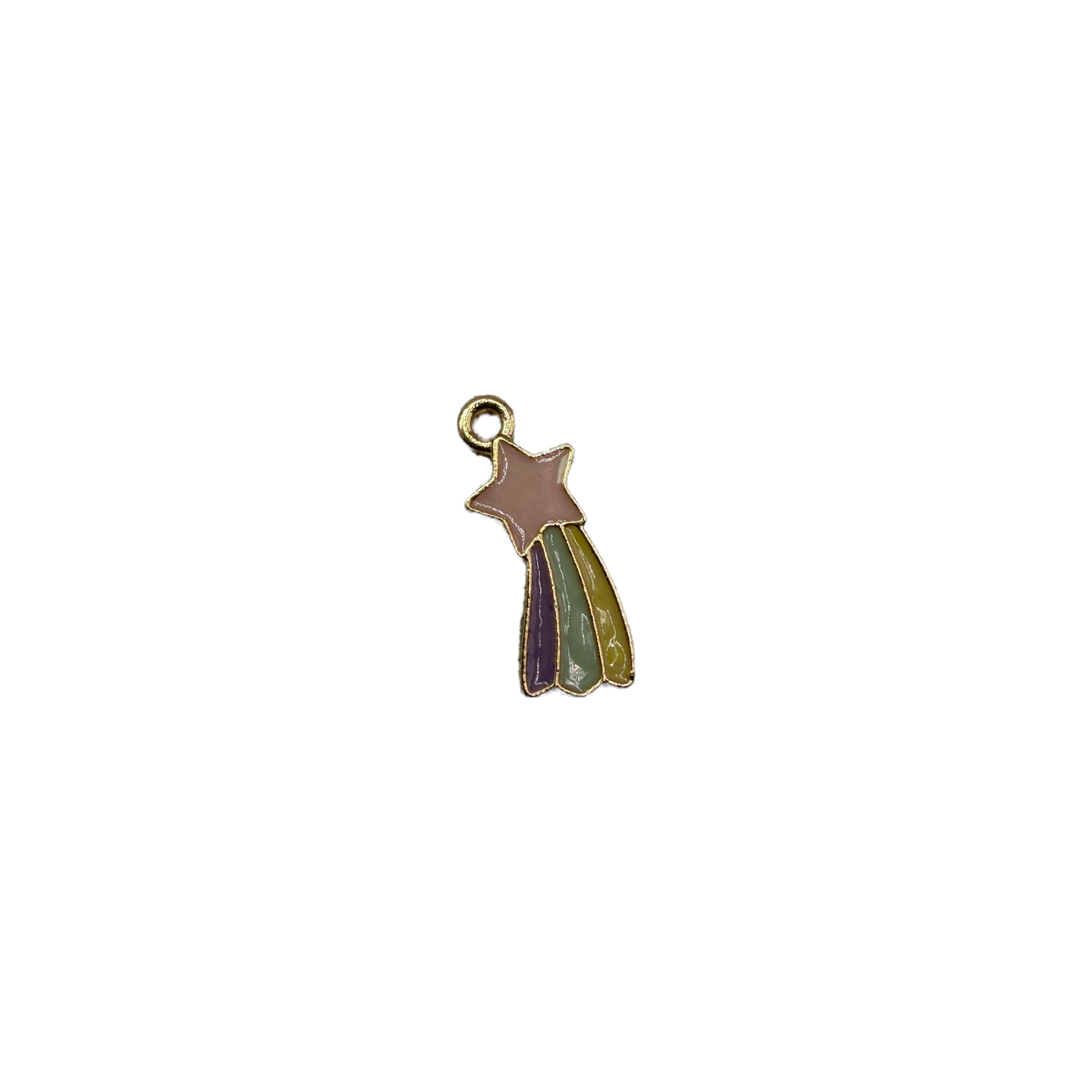 Pastel enamel shooting star with multicolor trails in gold color