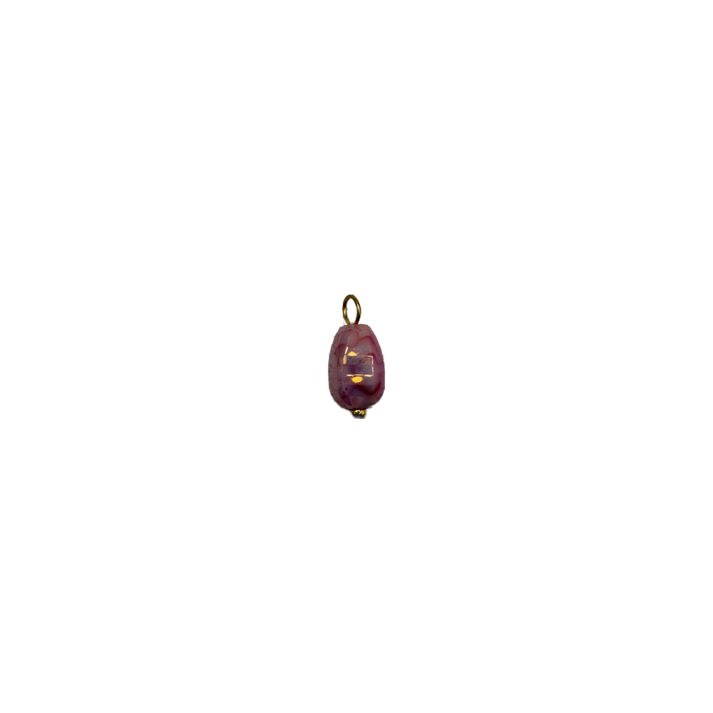 Rose pink faceted oval gem with gold details