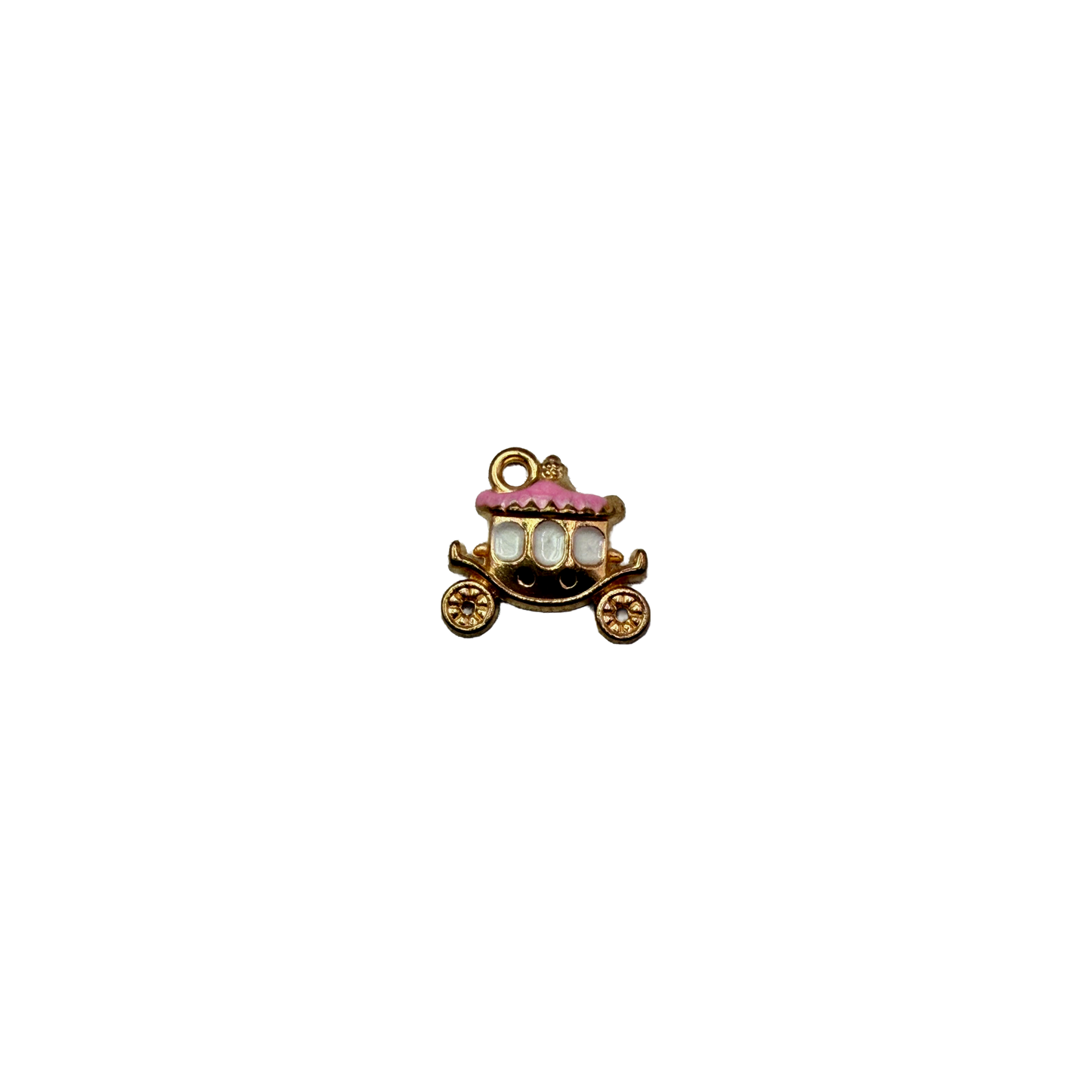 Gold carriage with pink roof and white cabochon windows