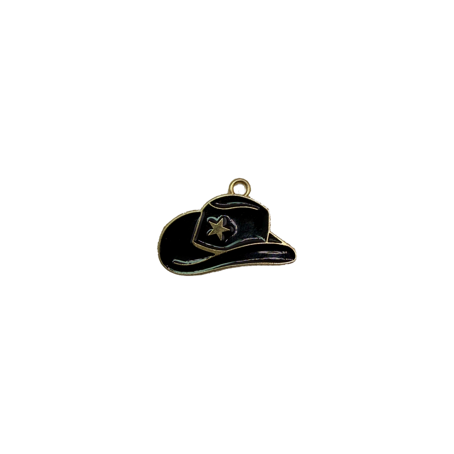 Black enamel baseball cap with gold outline and star