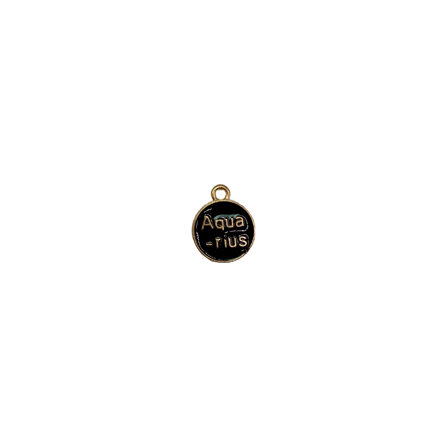 Black enamel Aquarius disc with raised gold lettering