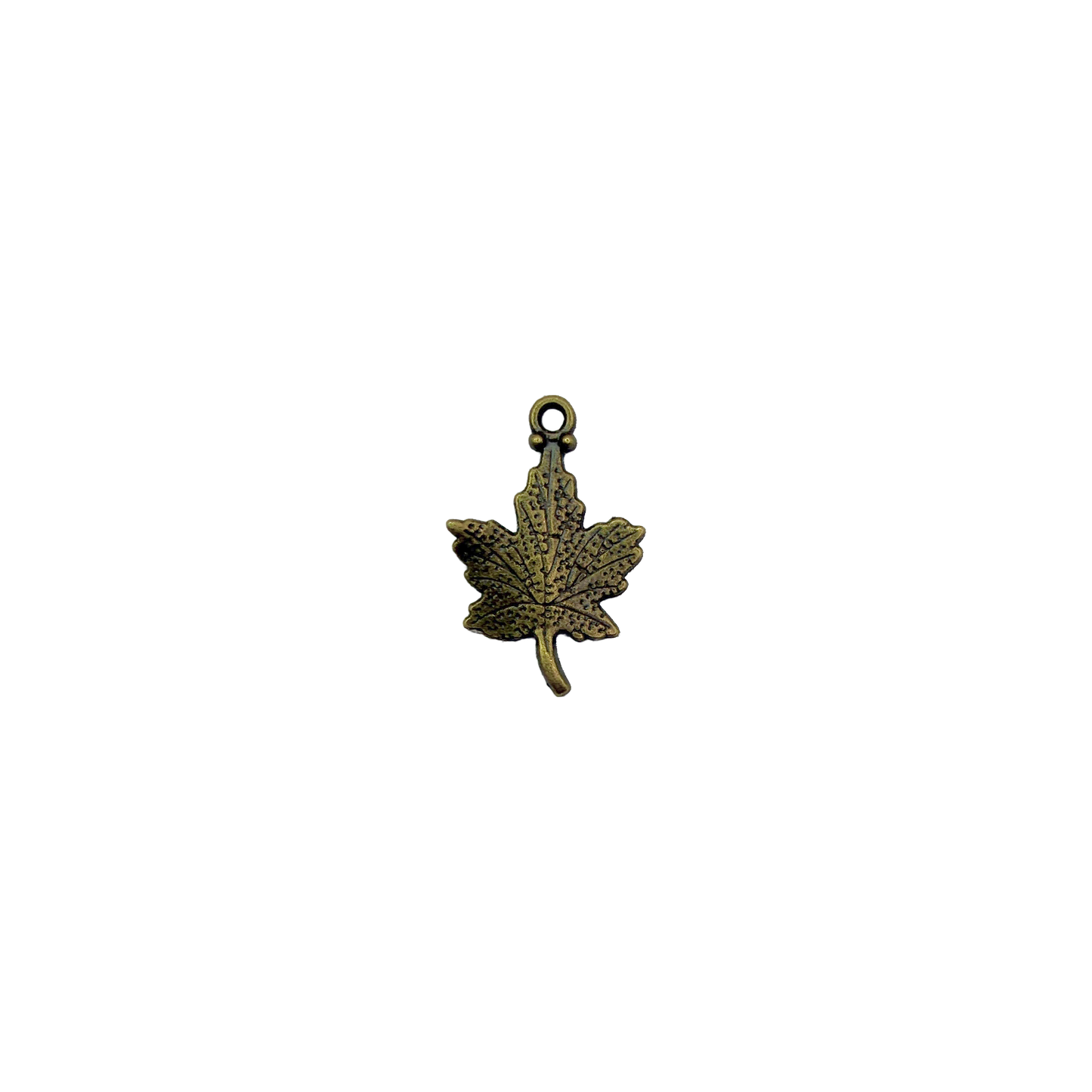 Antique gold textured cannabis leaf charm on black background