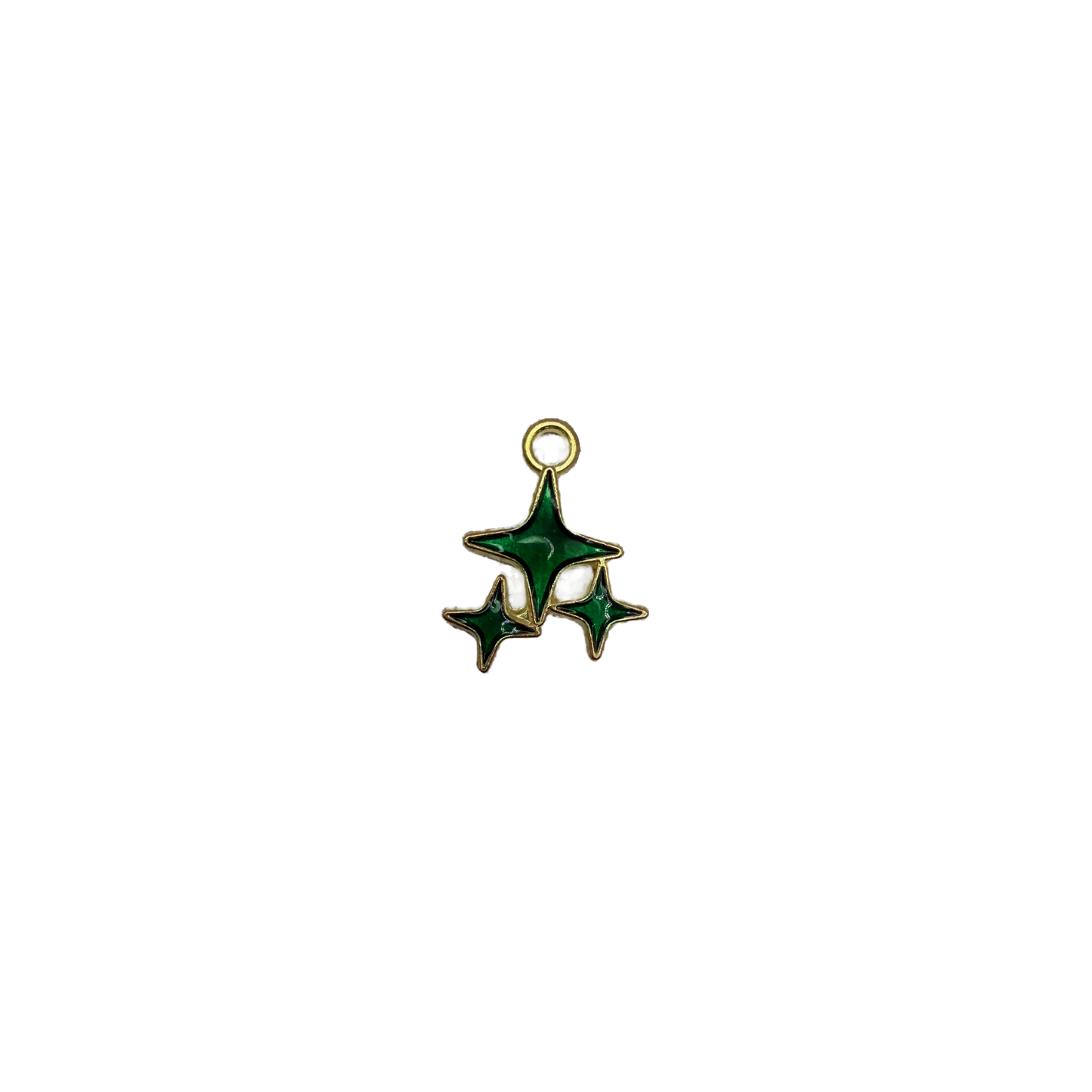 Gold-framed emerald green enamel star trio