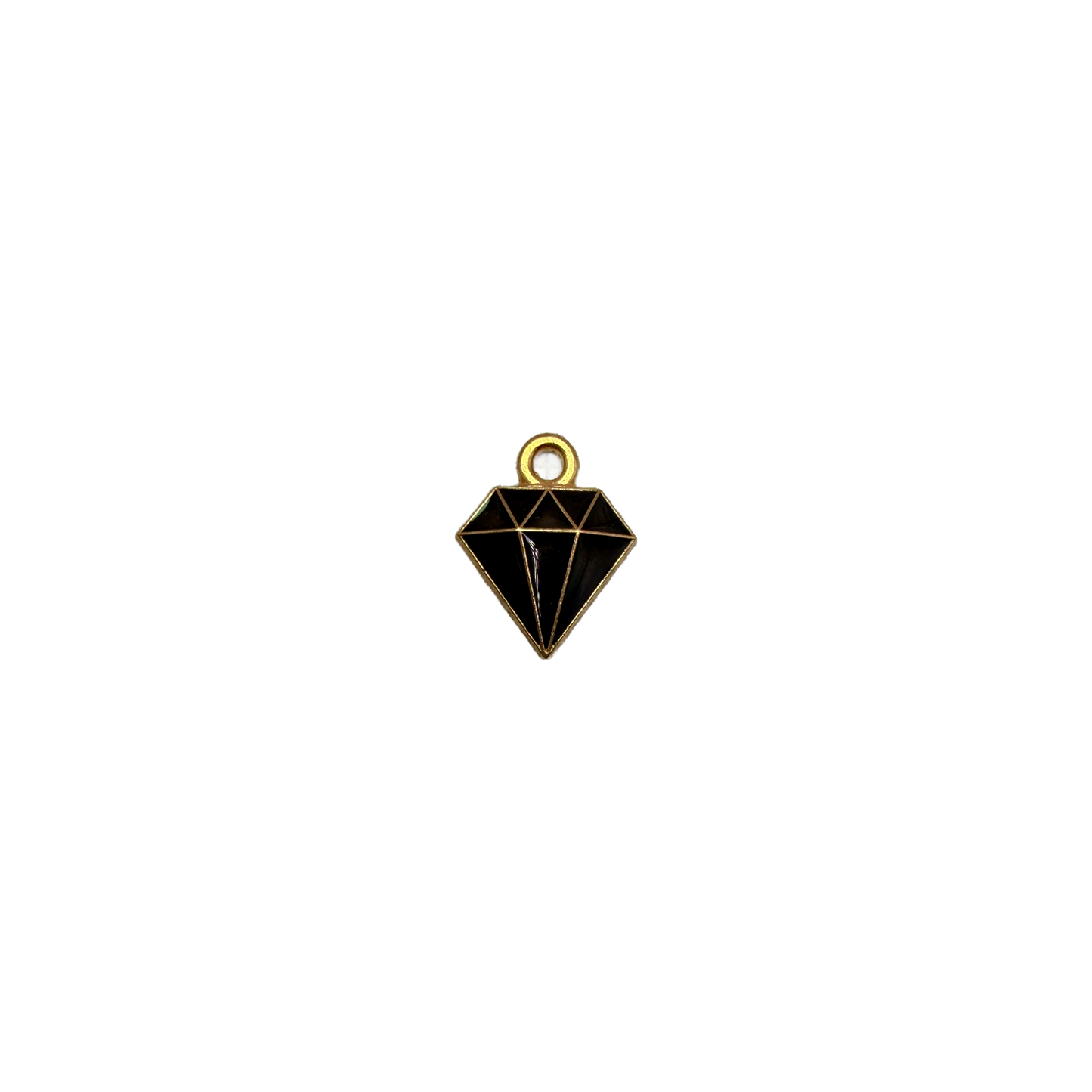 Black geometric diamond with gold outline