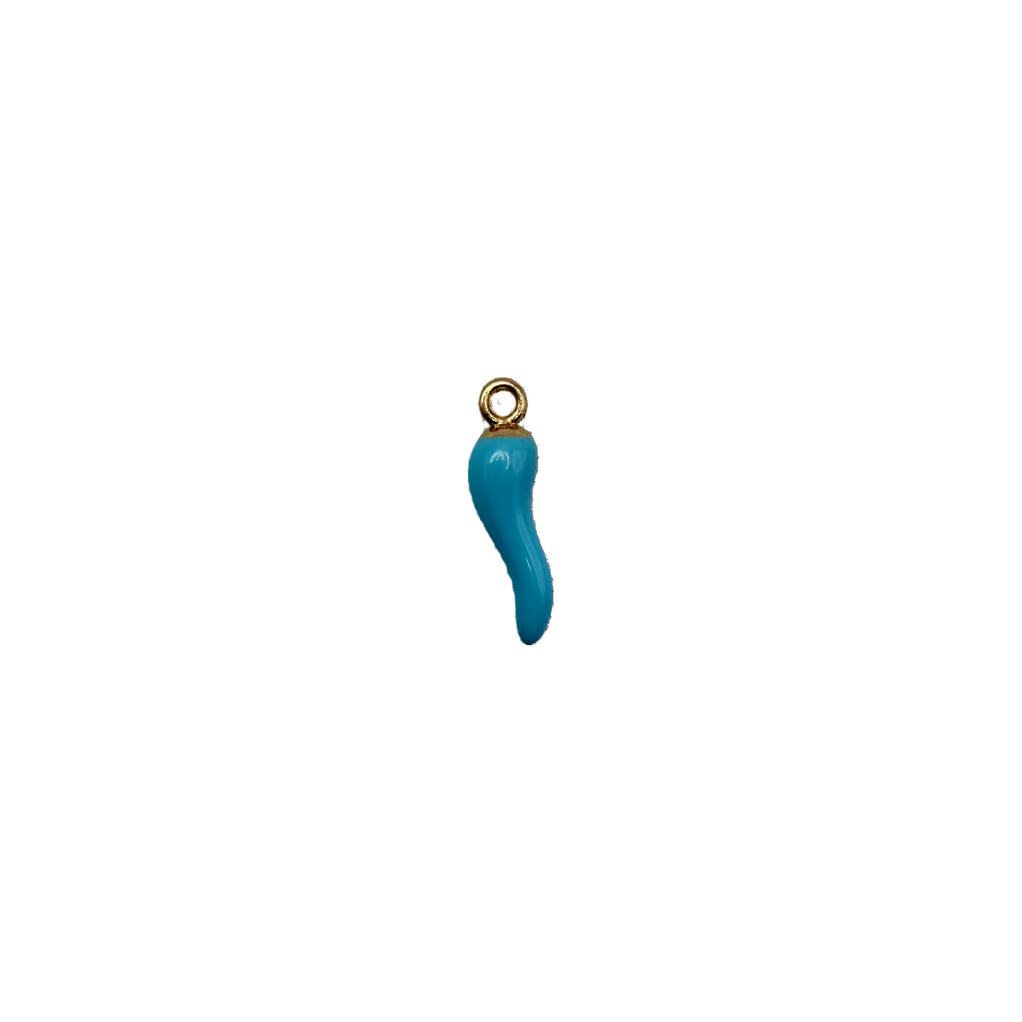 Blue chili pepper charm with polished gold top