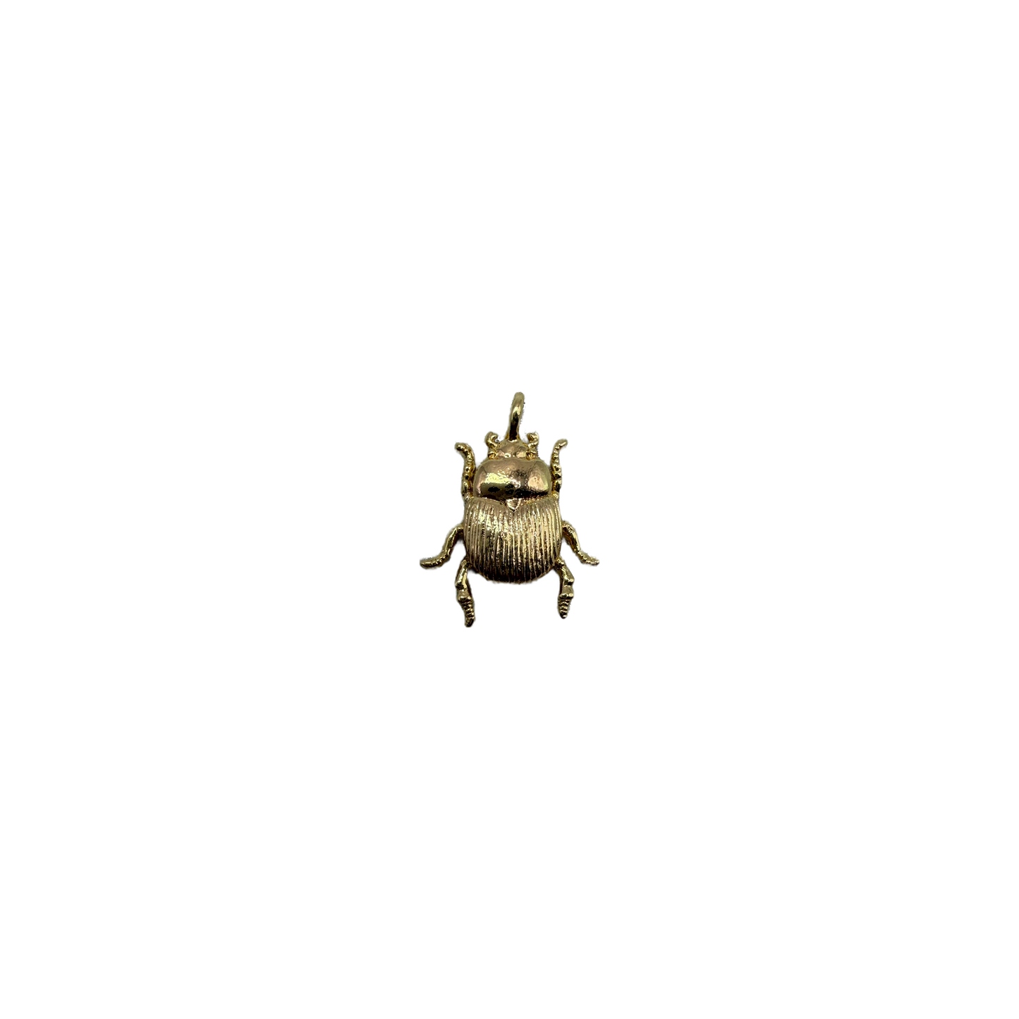 Gold scarab beetle charm with ridged detailing