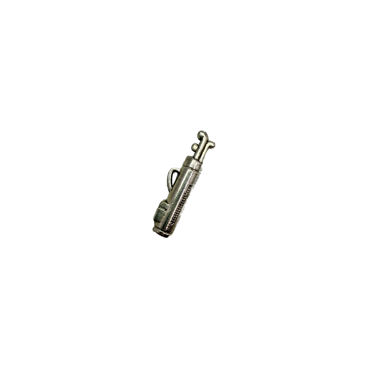 Silver golf bag with clubs pendant, 3D sculpted design