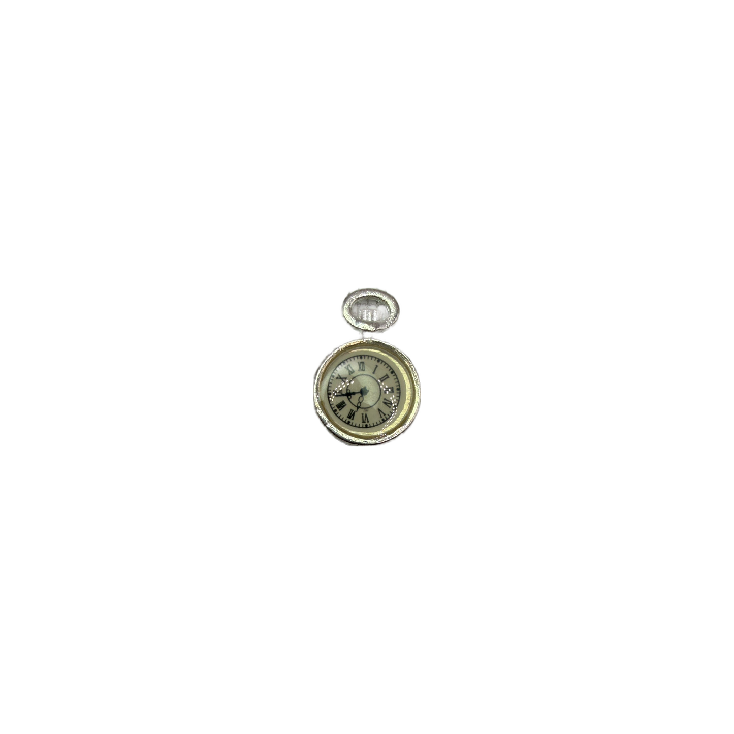 Silver pocket watch with ivory dial and Roman numerals