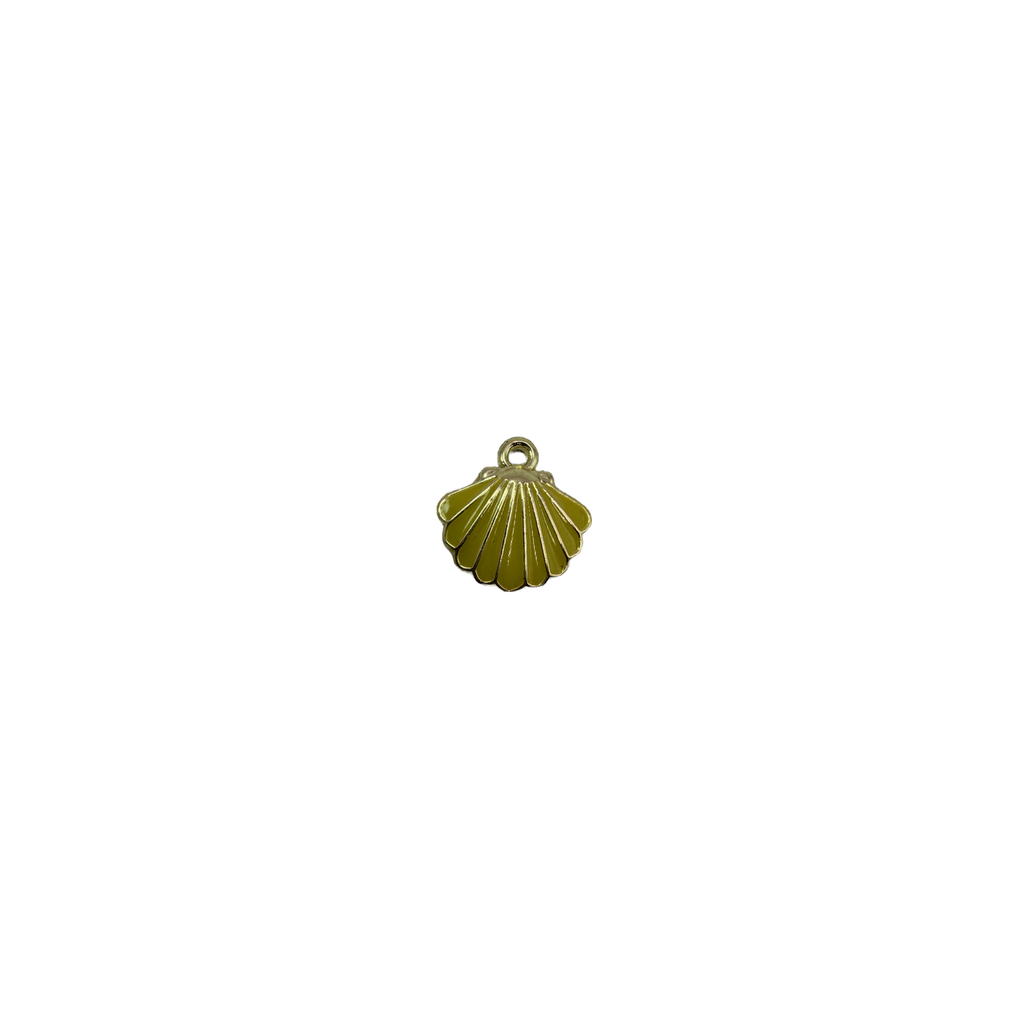 Olive enamel scallop shell with gold outline