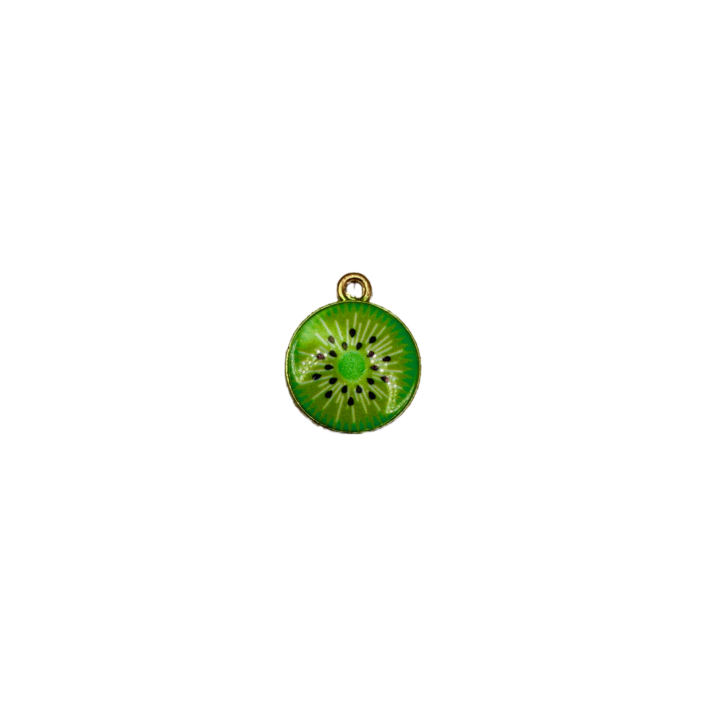 Green kiwi slice disc with gold rim