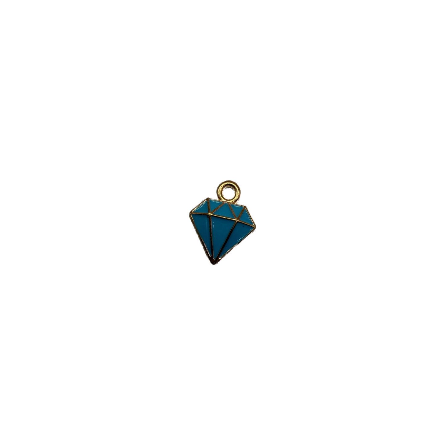 Teal blue faceted diamond icon with gold outline