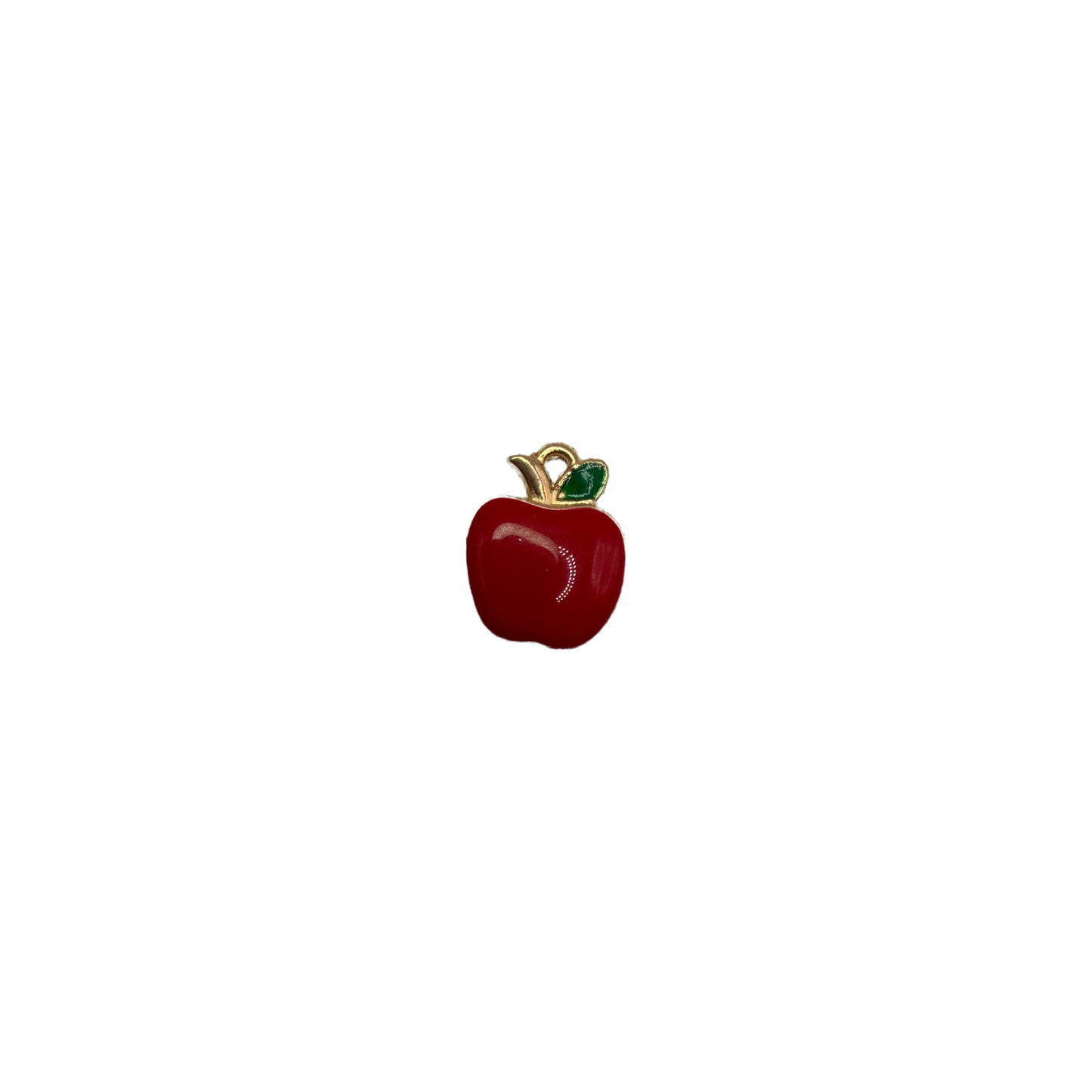 Red apple with green leaf and gold outline