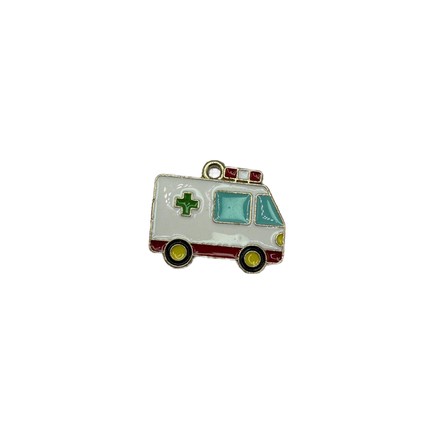 Enamel ambulance van with green cross and red stripe