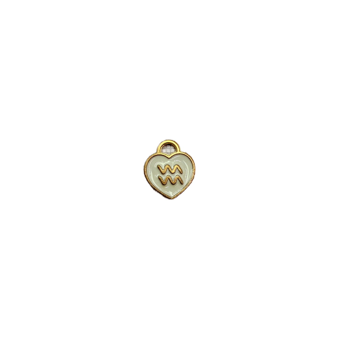 White heart with gold Aquarius symbol and marbled accent