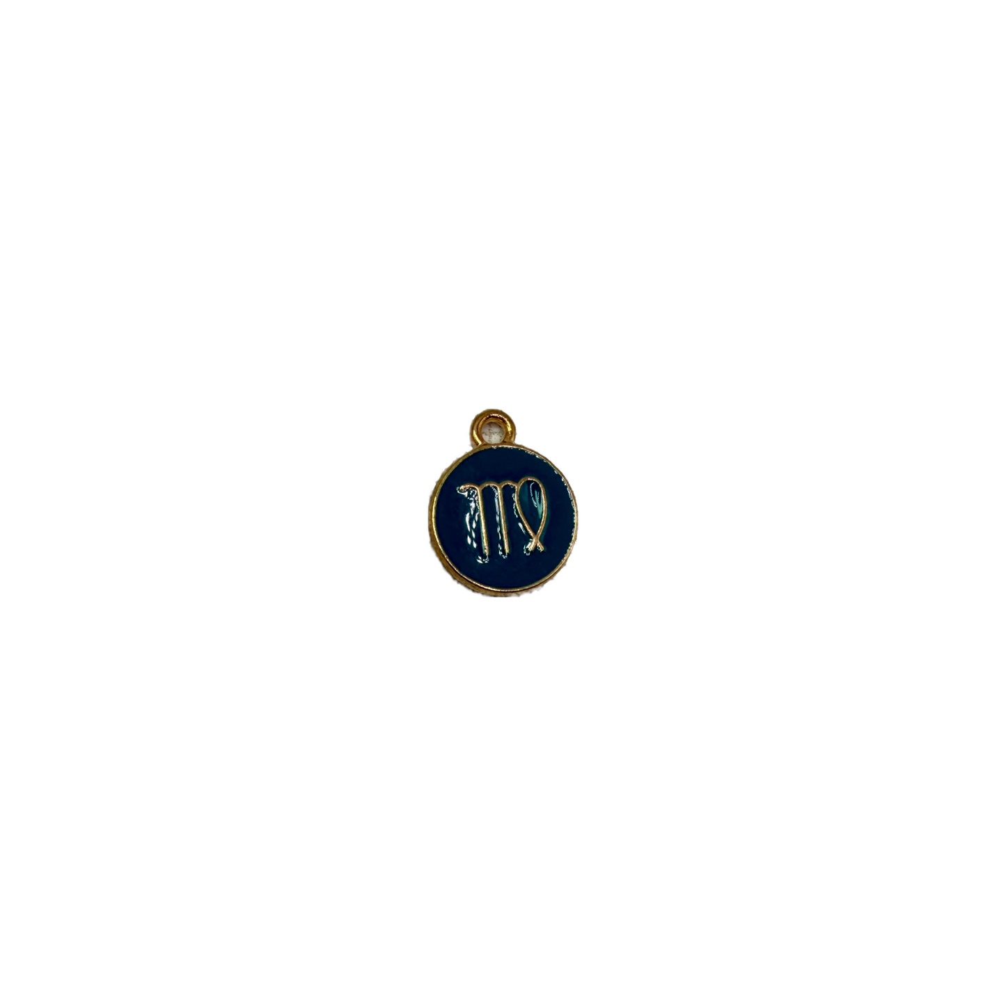 Navy enamel Virgo medallion with gold outline