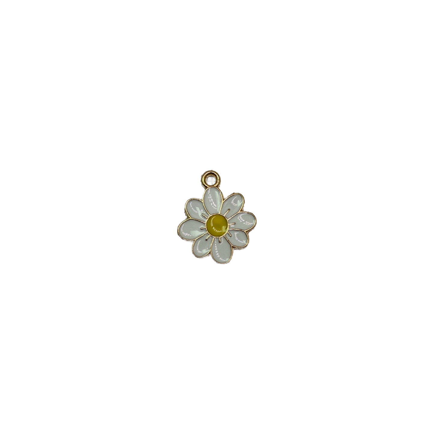 White daisy with yellow center and gold outline