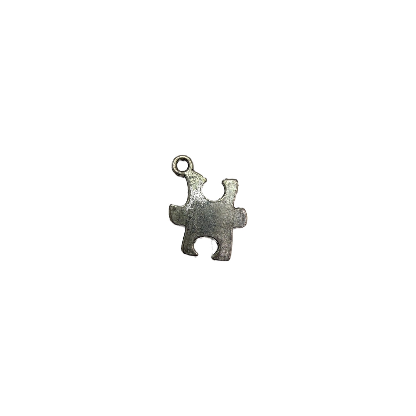 Antique silver puzzle piece with brushed matte finish