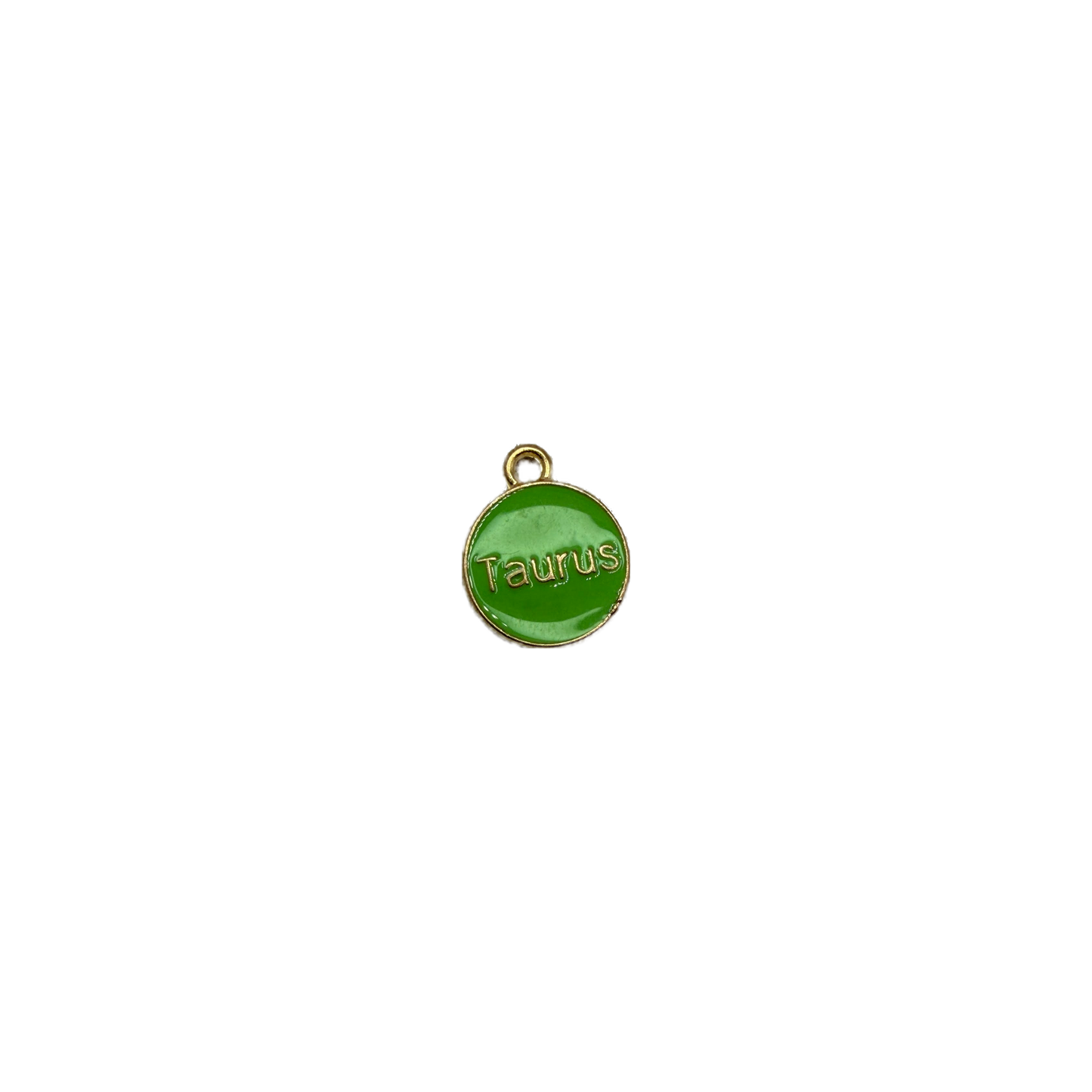 Glossy green Taurus coin with raised gold lettering