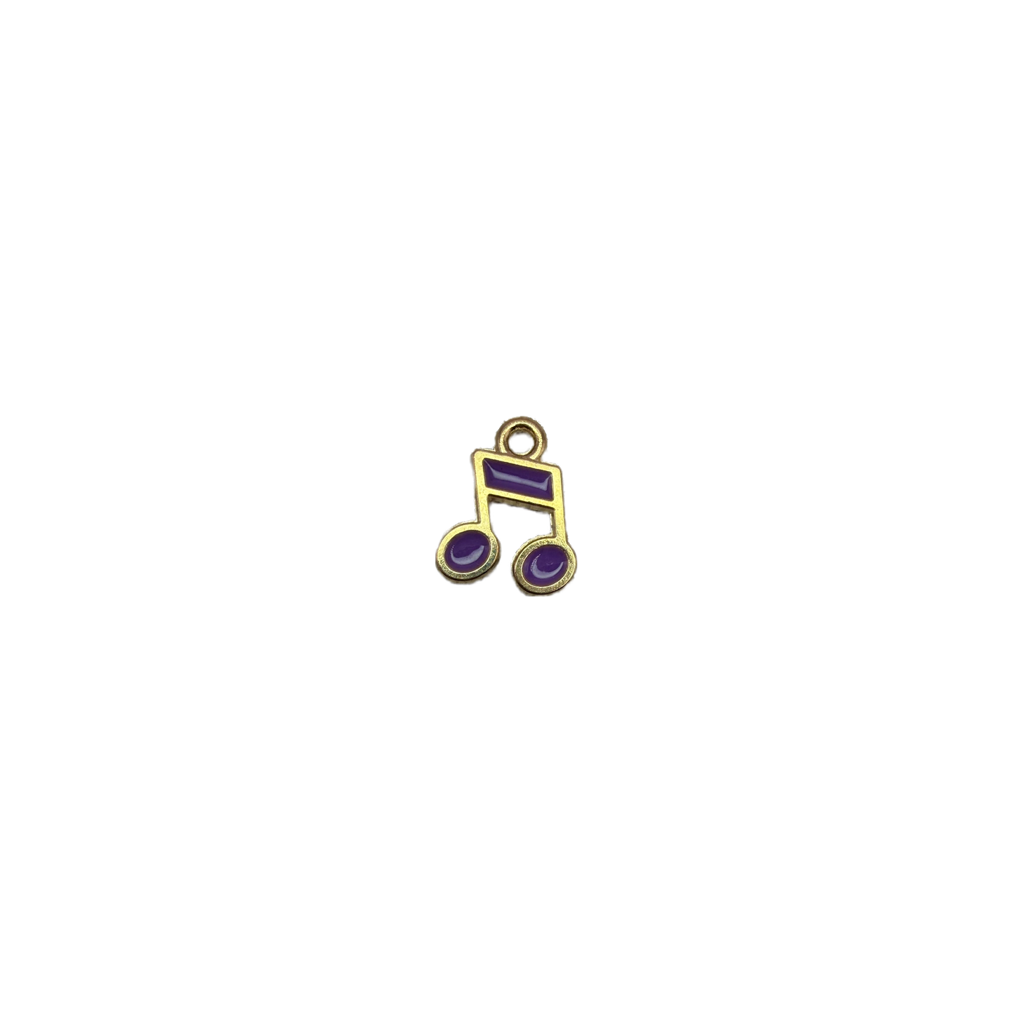 Gold musical note with glossy purple enamel