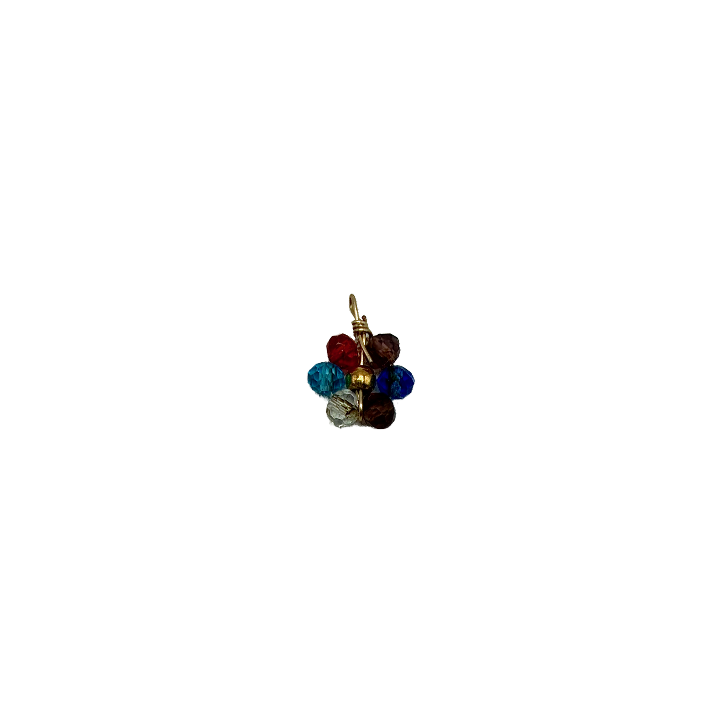 Gold charm with multicolor faceted gem cluster