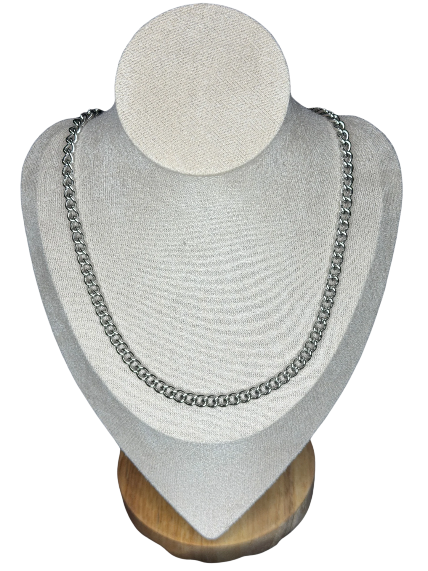 Modern Silver Curb Chain Necklace