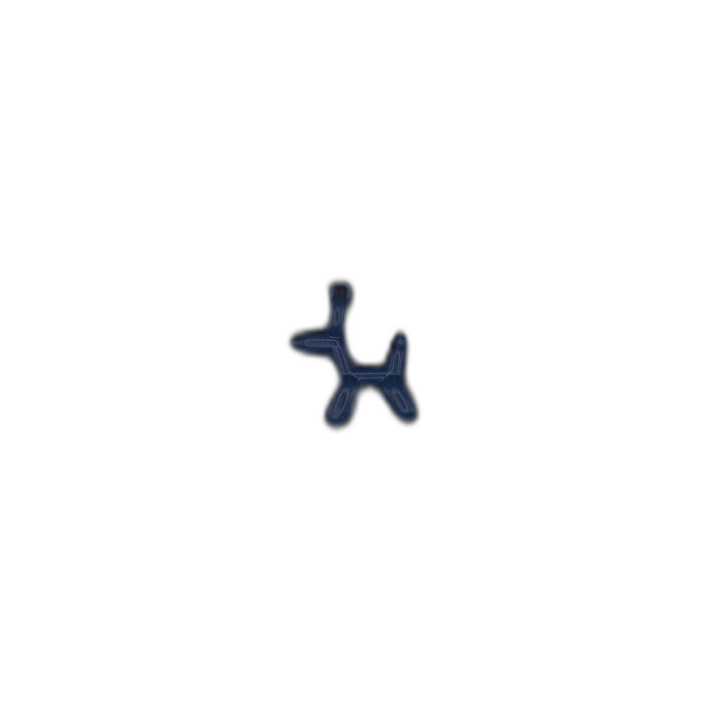 small dark blue balloon dog charm on black background