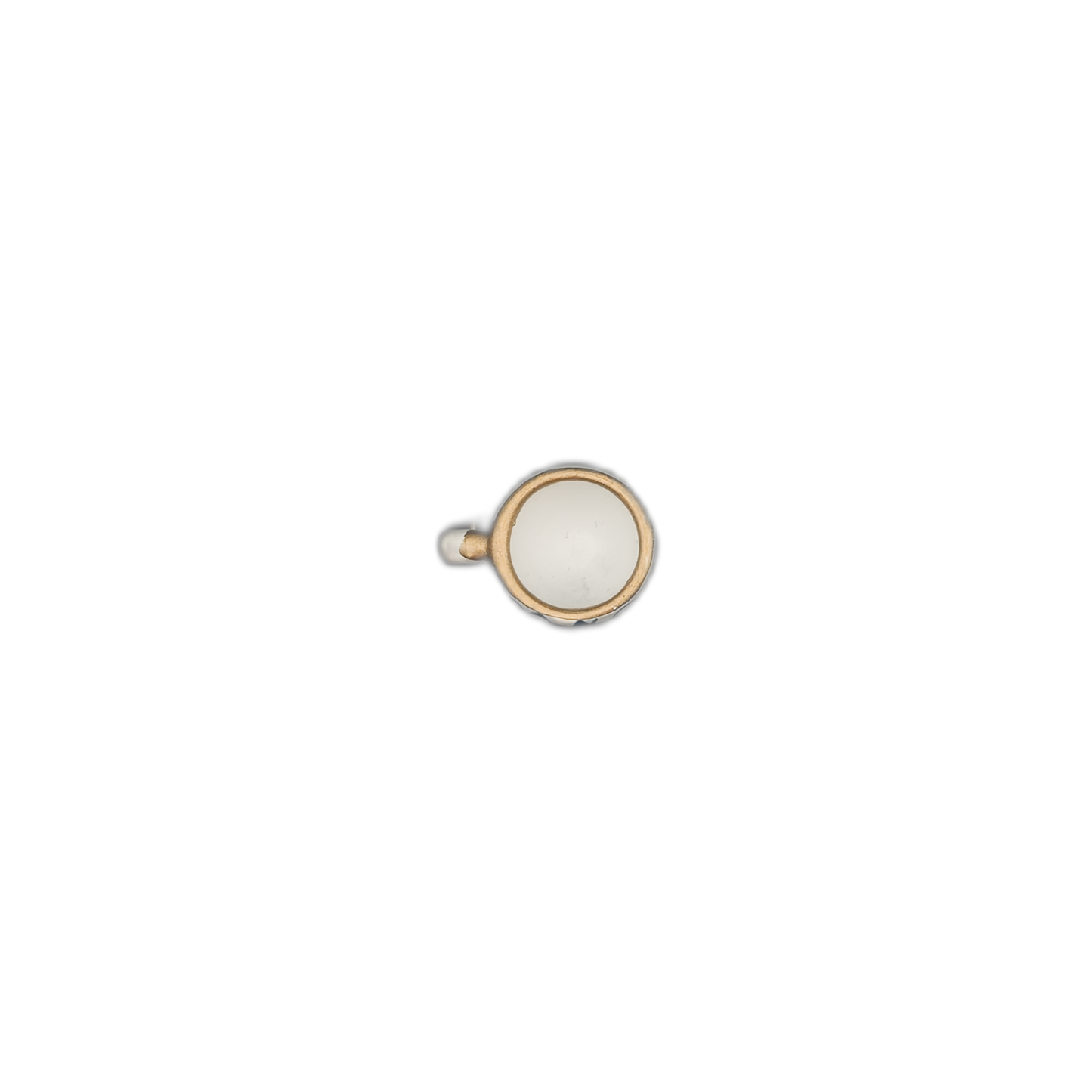 small cup-shaped charm with white enamel and gold-tone rim