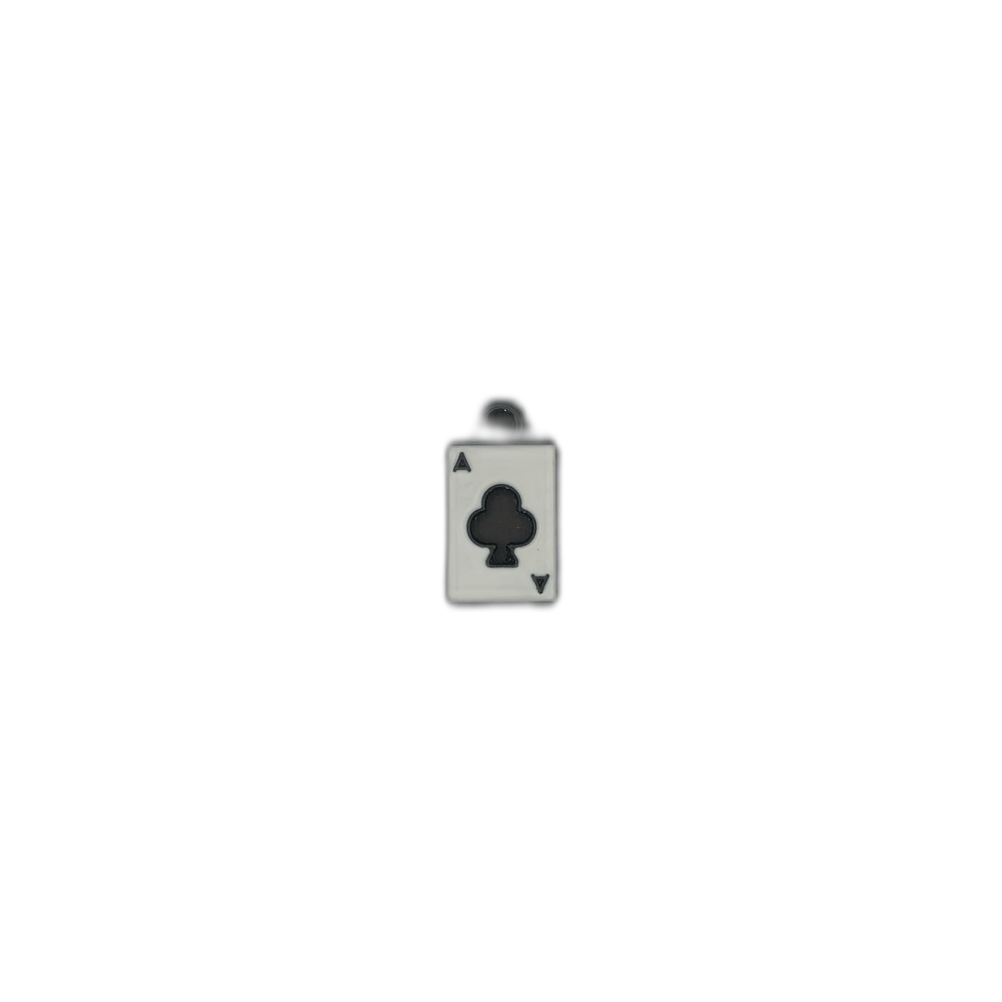 small ace of clubs playing card charm centered on black background