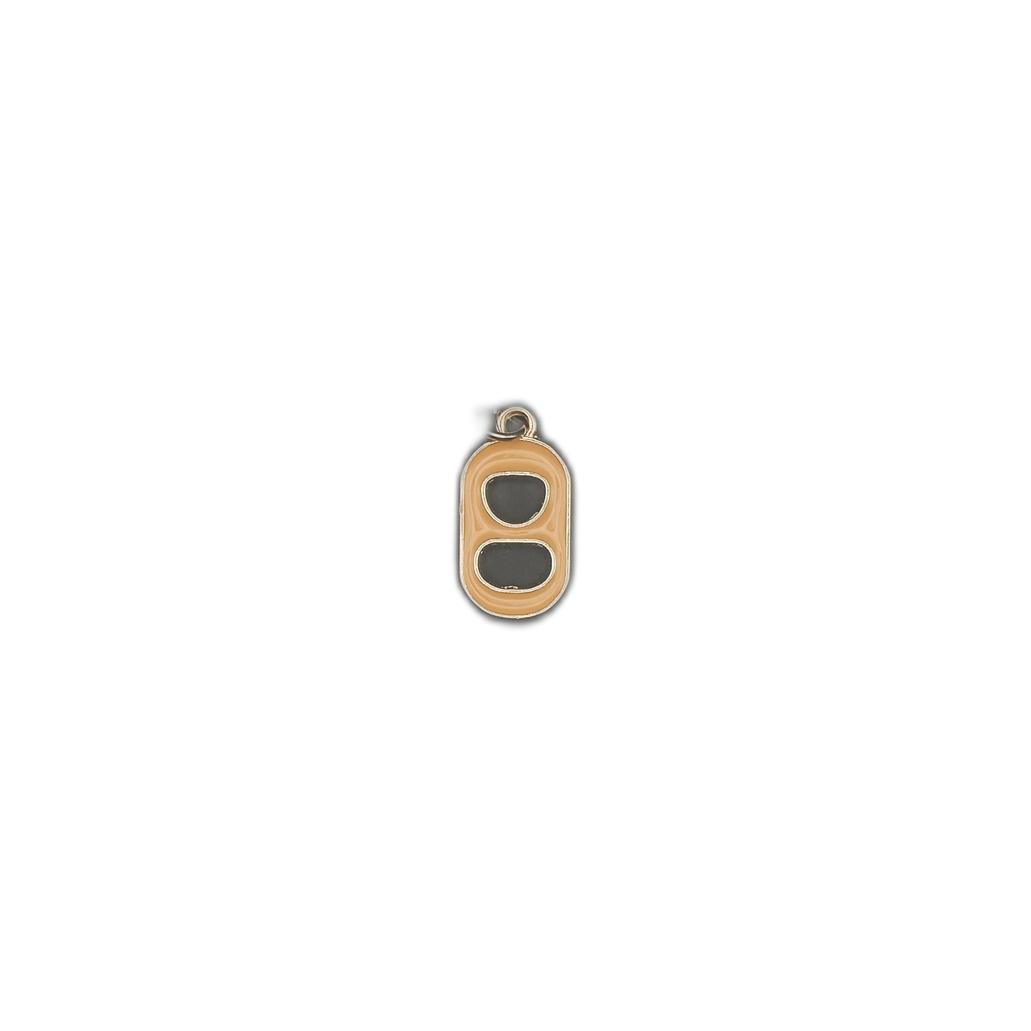 small soda can tab charm centered on a black background