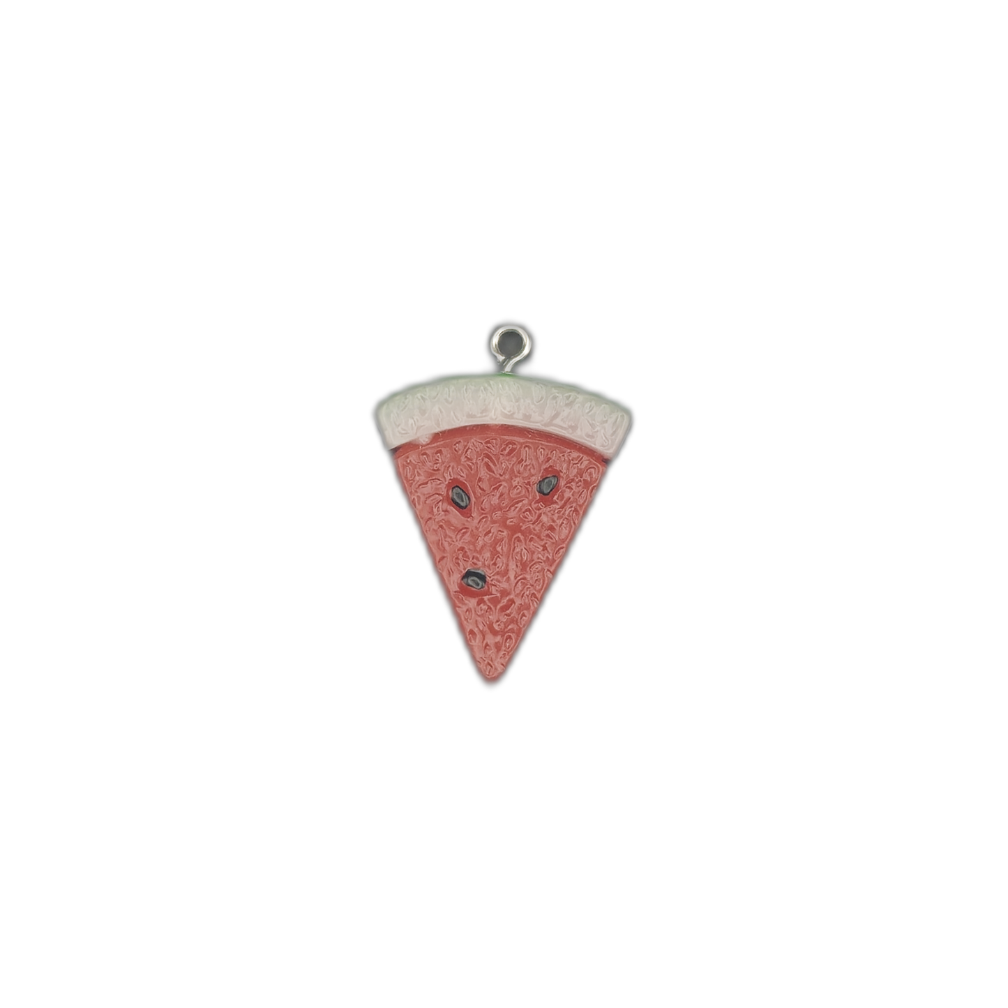 small triangular watermelon slice charm centered on black background