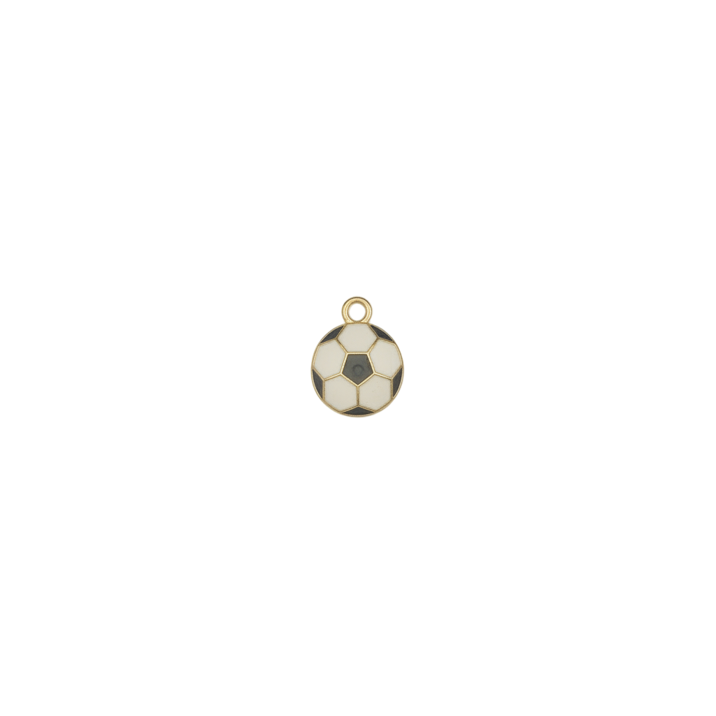 Small soccer ball charm centered on a black background.