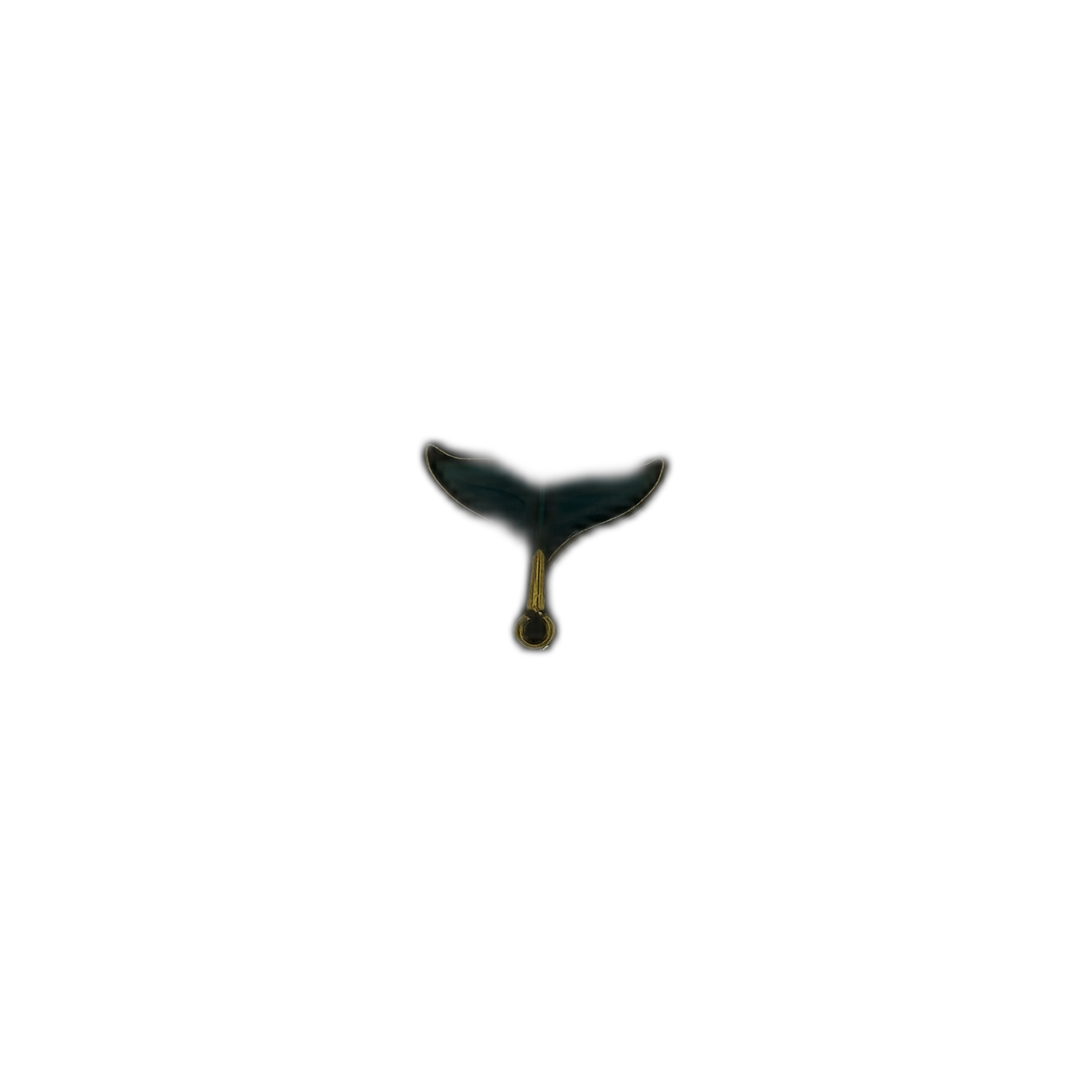 small whale tail charm with gold-tone loop centered on black background