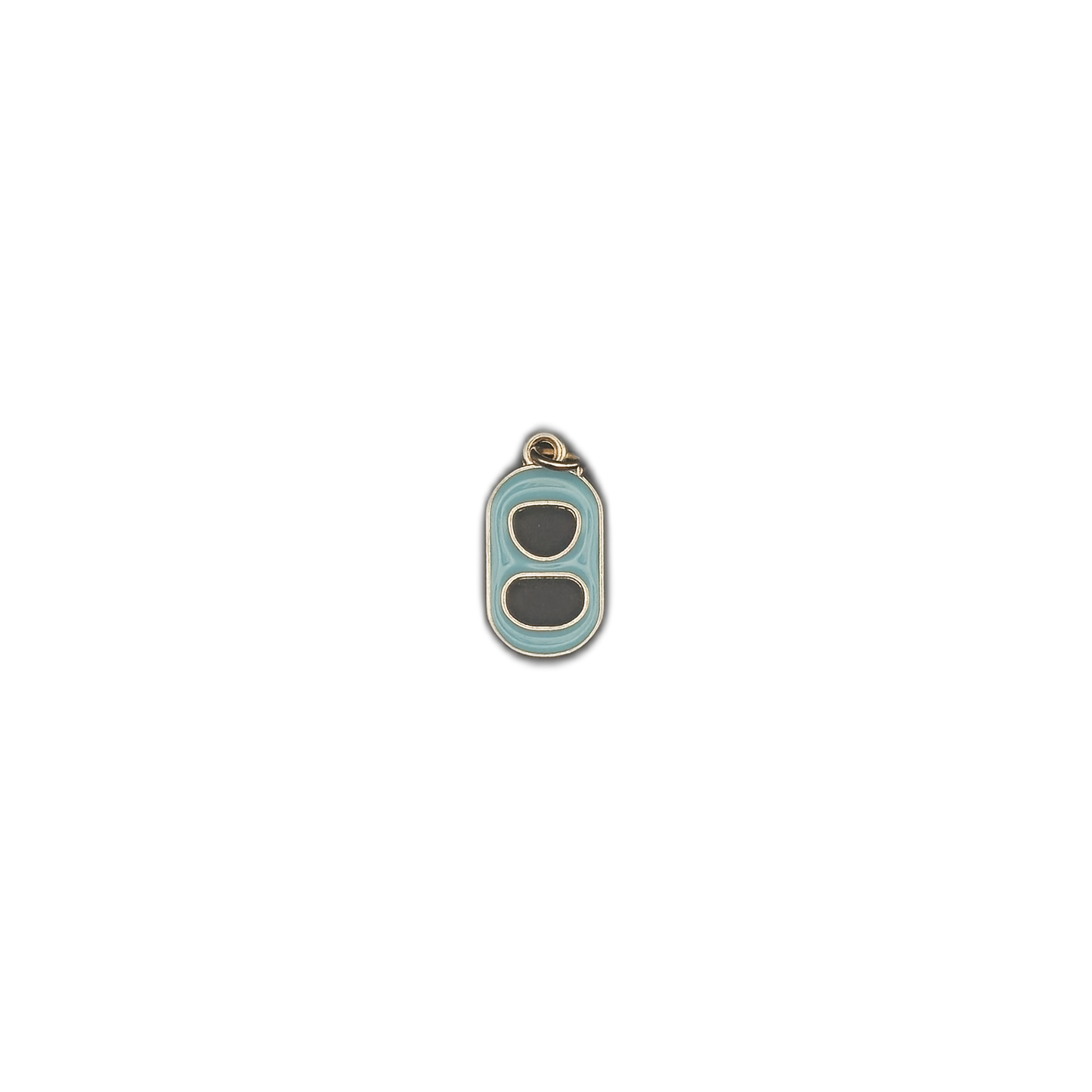 small soda can tab charm on black background