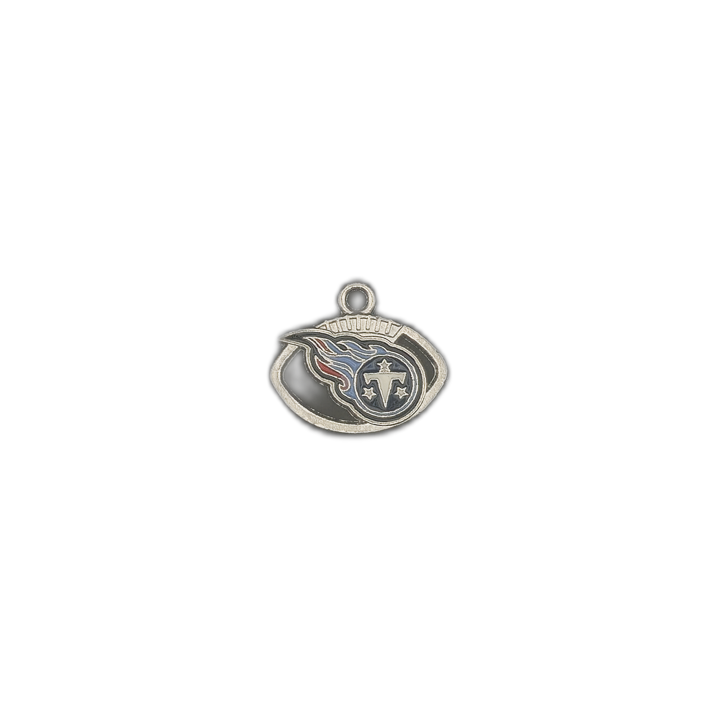 small football-shaped enamel charm centered on black background
