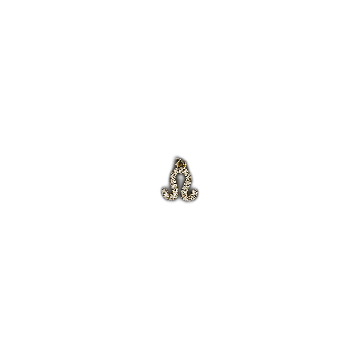 small gold-tone pavé Leo zodiac charm centered on black background