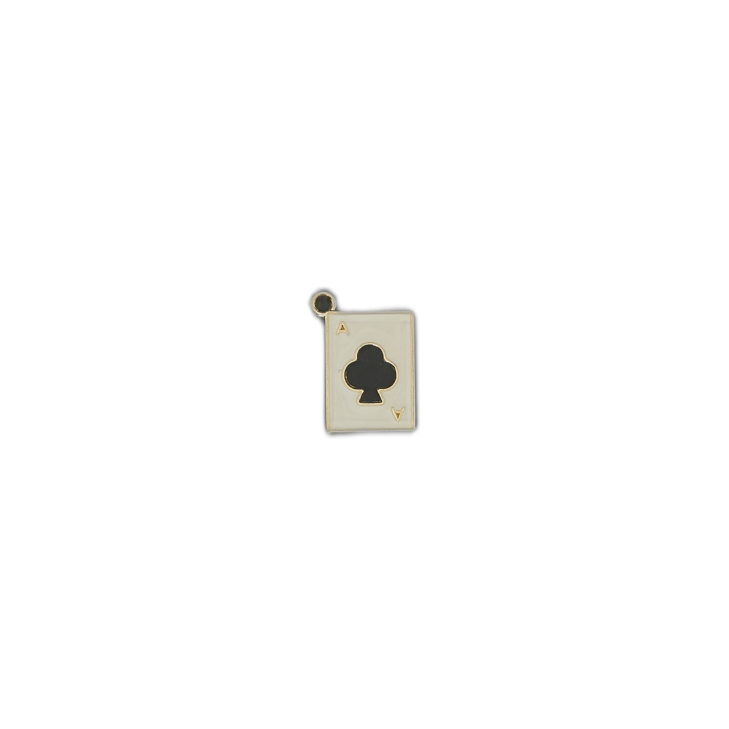 small ace of clubs playing card charm centered on black background