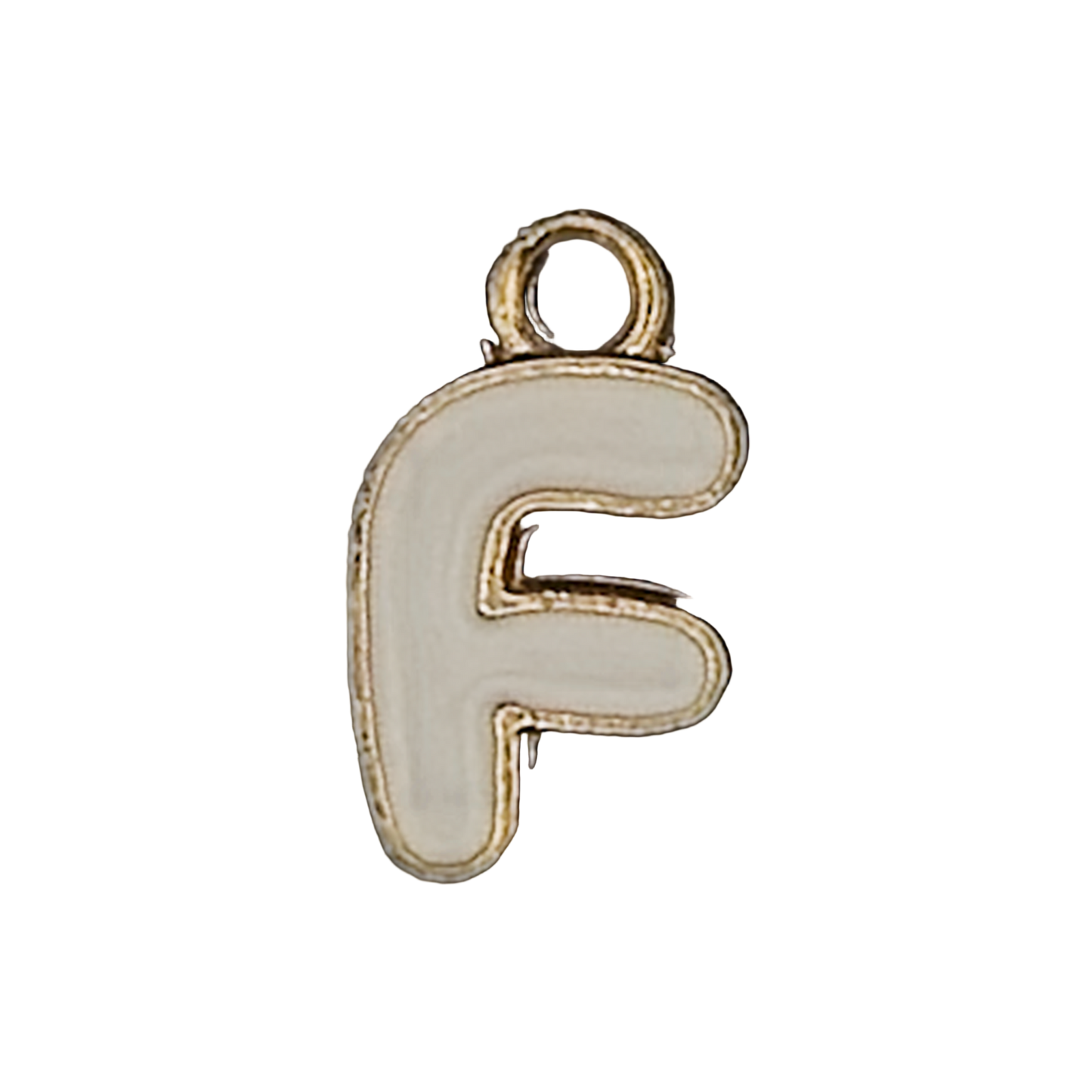 White Letter F Charm