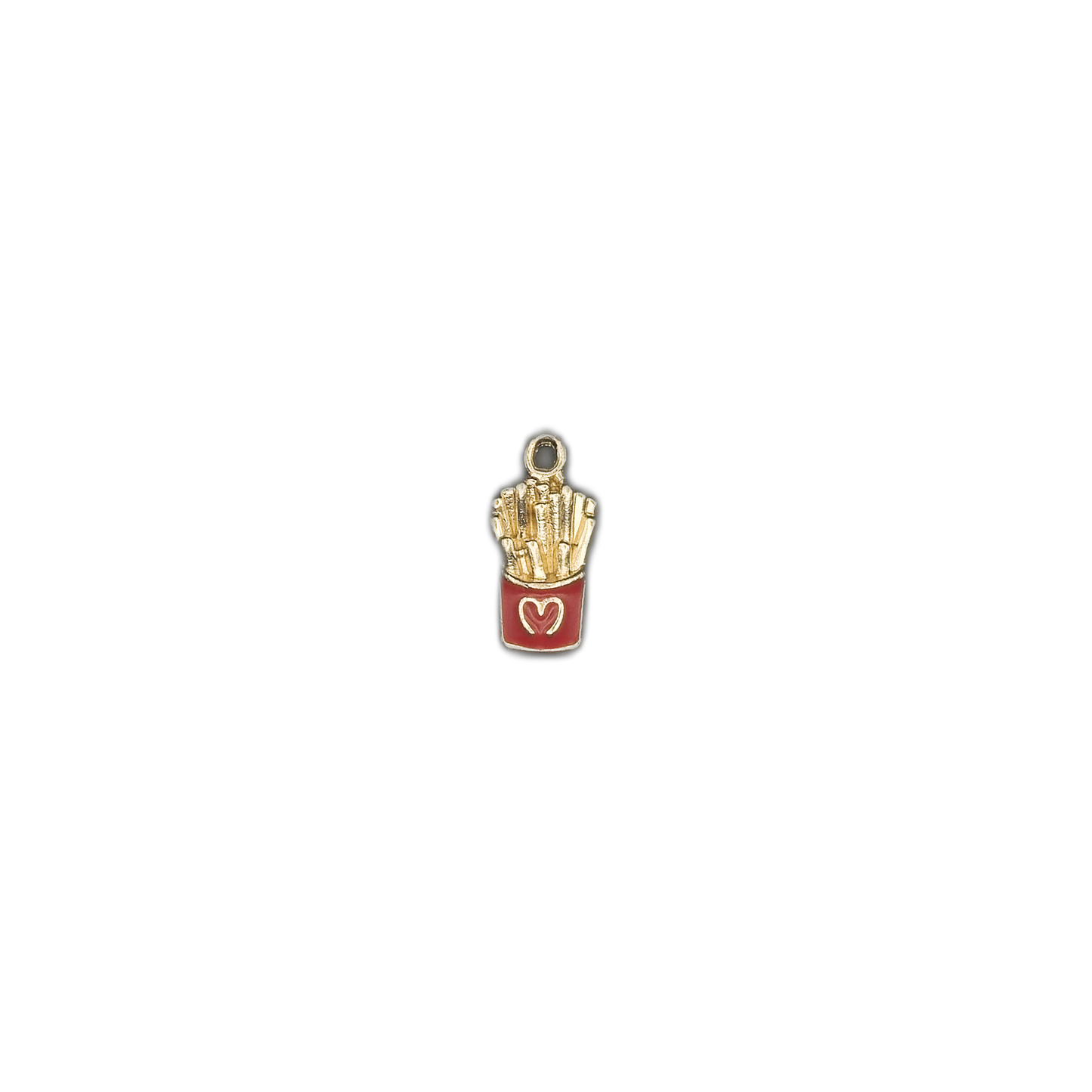 small french fries charm centered on black background
