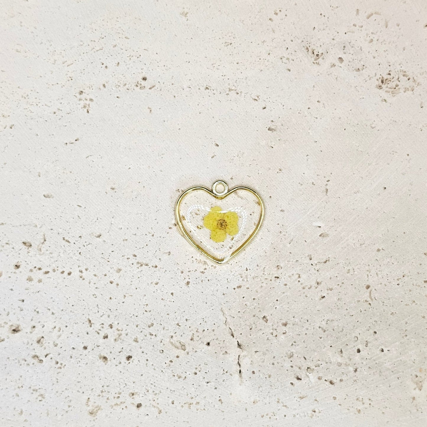 Pressed Floral Heart Pendant