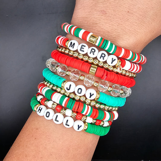 Christmas Disc Bead Bracelets