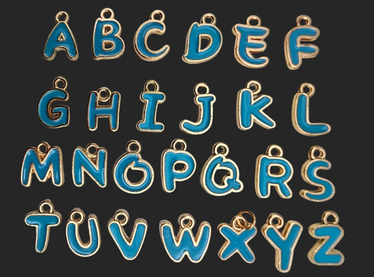 Blue Handwritten/ Gold Outlined Letters