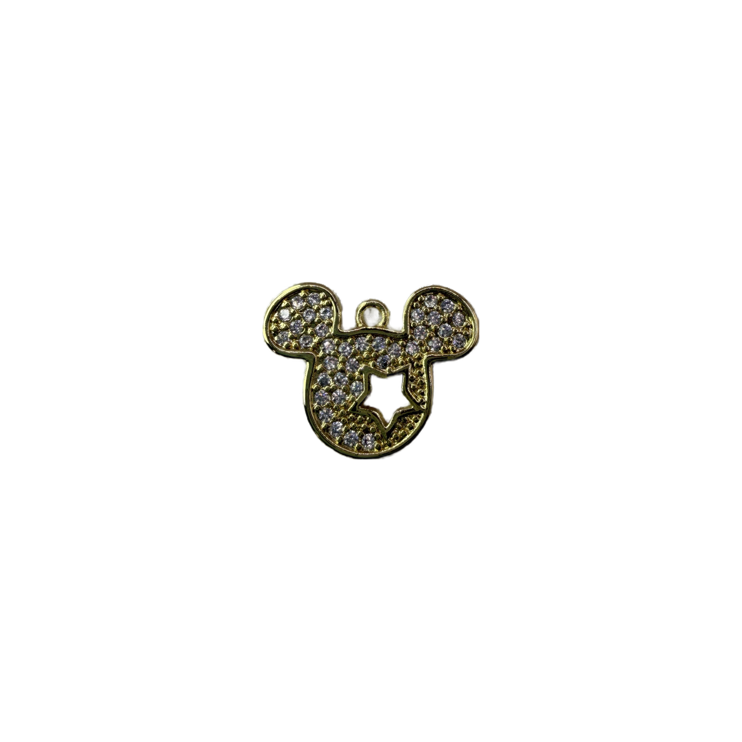 Gold mouse head with pavé clear gems and star cutout