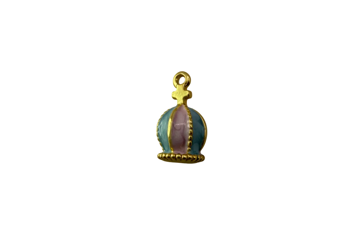 Gold goblet with blue and pink enamel panels