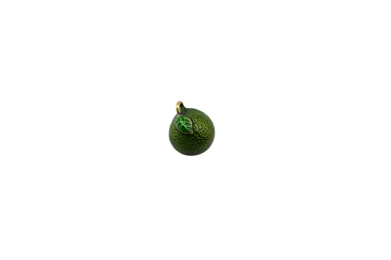 Textured green lime with glossy enamel and gold leaf detail