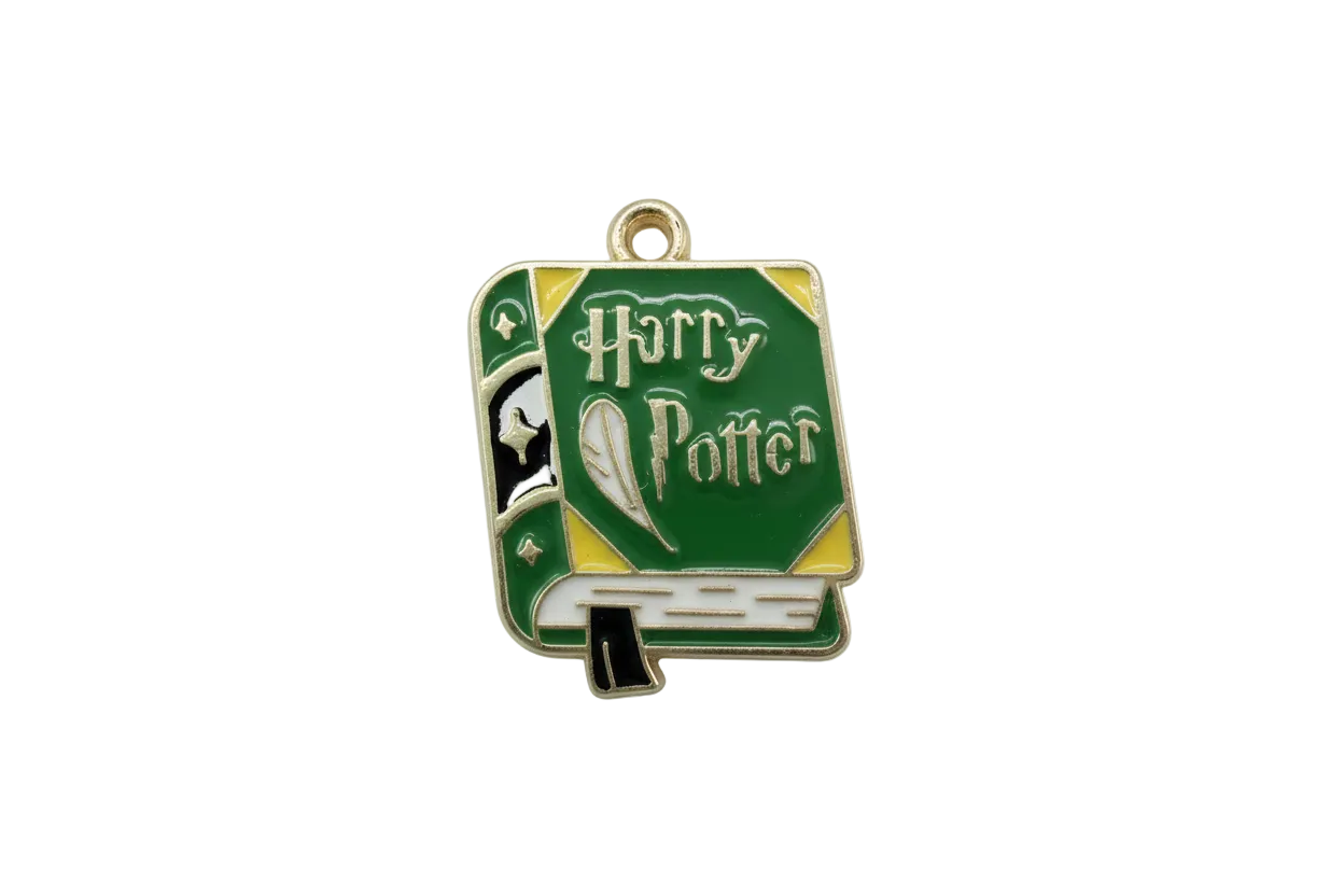 Green enamel spellbook with gold accents