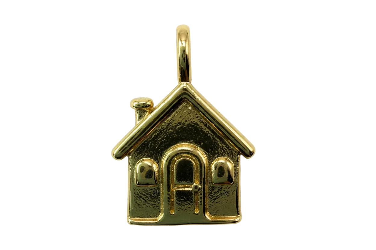 Glossy gold cottage house charm with raised door and window details